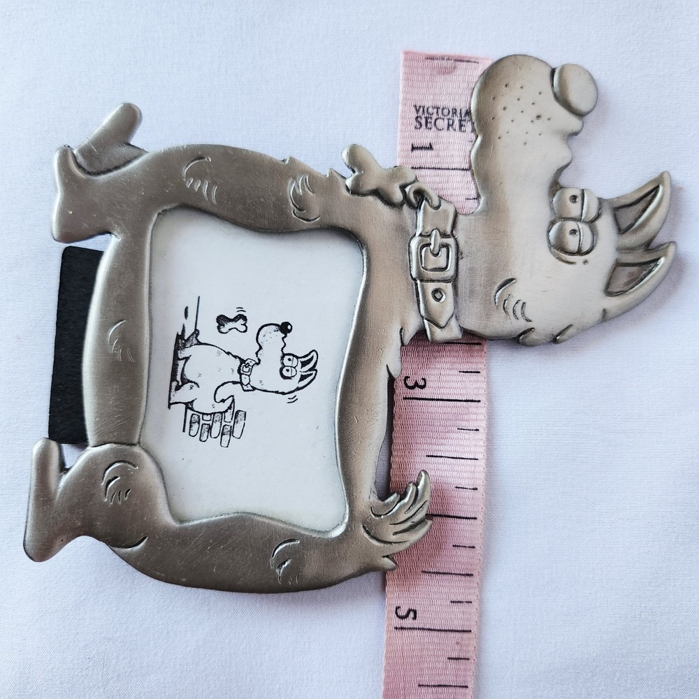 Vintage Cartoon Dog Pewter Tone Picture Frame 90s Funny Puppy Desk Decor 2"x3" - Picture 6 of 9